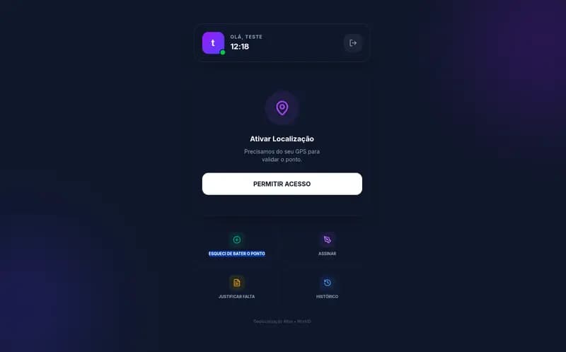 Funcionário batendo ponto digital no celular com GPS