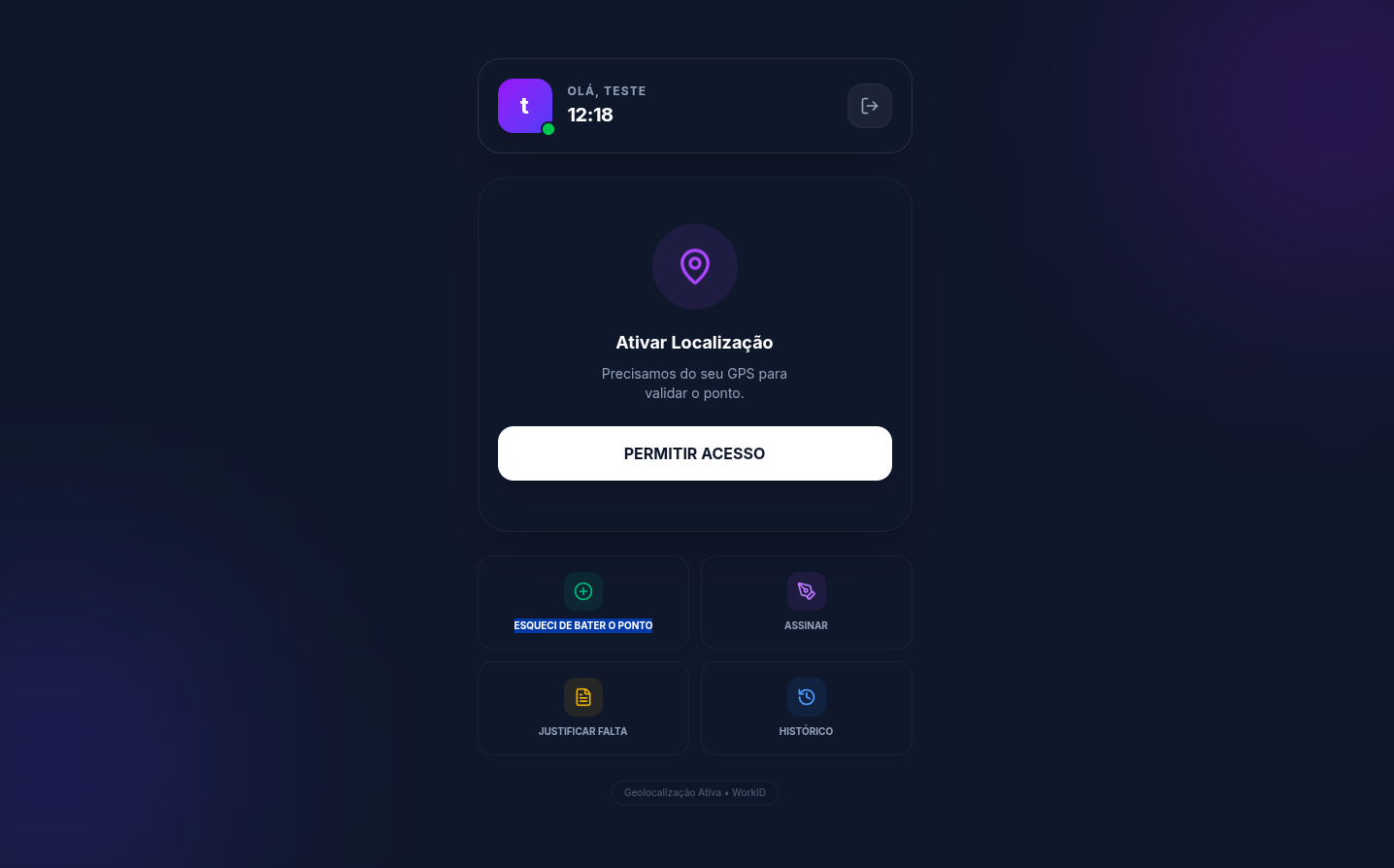 Pessoa batendo ponto no celular